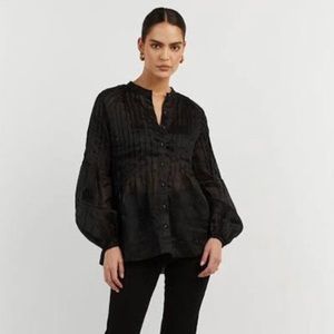 DISSH CARRIE BLACK PIN TUCK RAMIE BLOUSE - 4 / BLACK